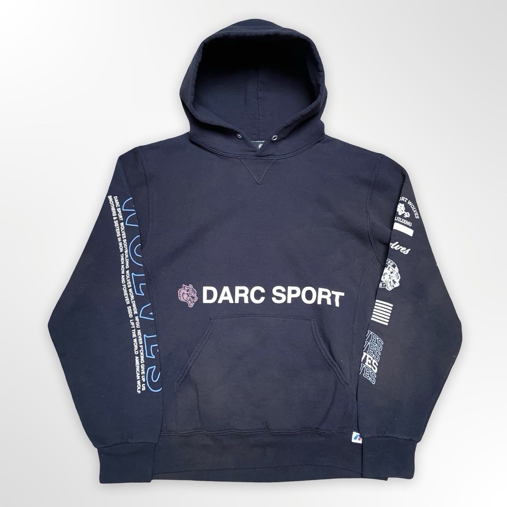 Darc Sport American Wolf Hoodie Men's Medium Black Graphic Pullover Sweatshirt M